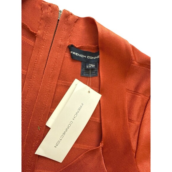 French Connection Classic Bodycon Bandage Dress Mini Dark Orange Rust Size 8 - Picture 3 of 7